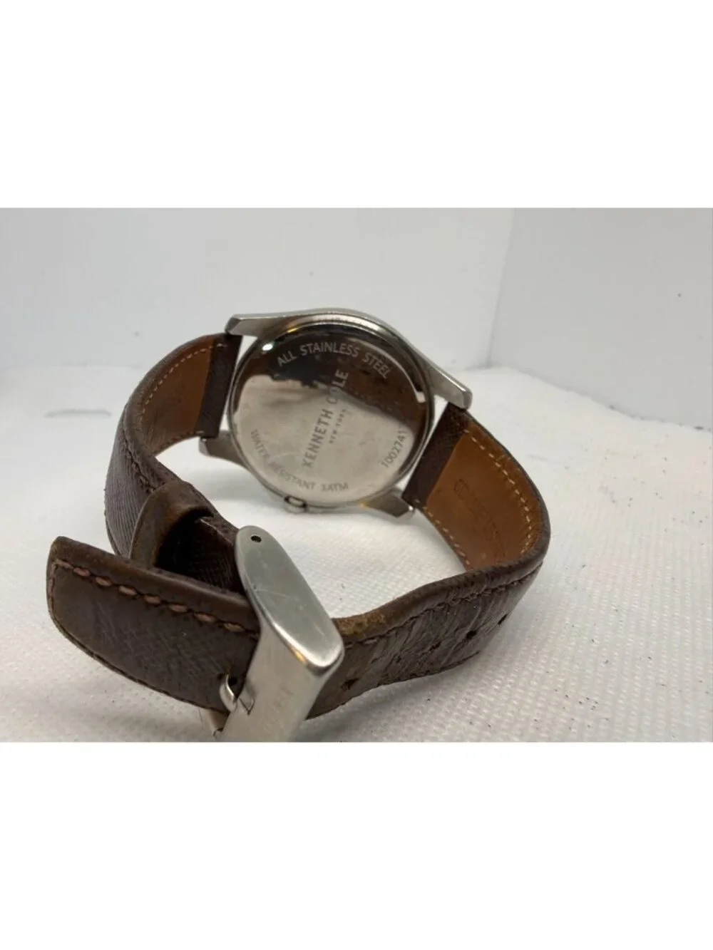 Kenneth Cole New York Men 10027417 Grey Dial Diamond Marker Brown Leather Watch